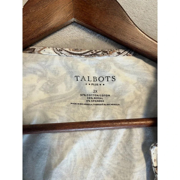 Talbots‎ Blouse Womens Size 2X Multicolor Paisley 3/4 Sleeve V Neck Faux Wrap - Picture 4 of 7